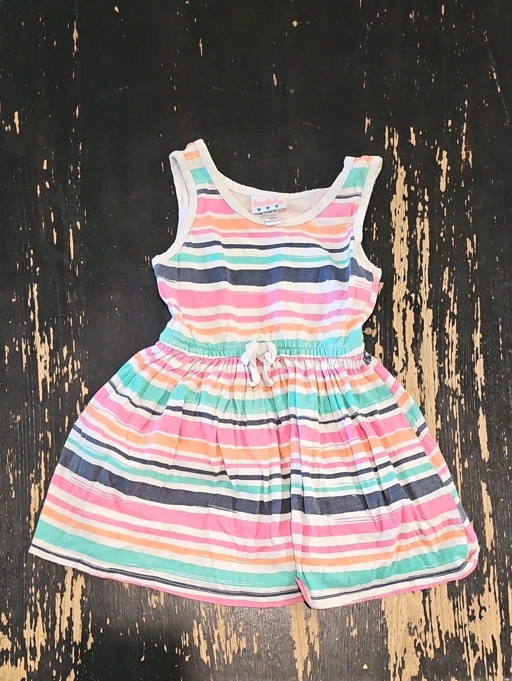 Striped Pastel Tank Dress for Girls - Multi